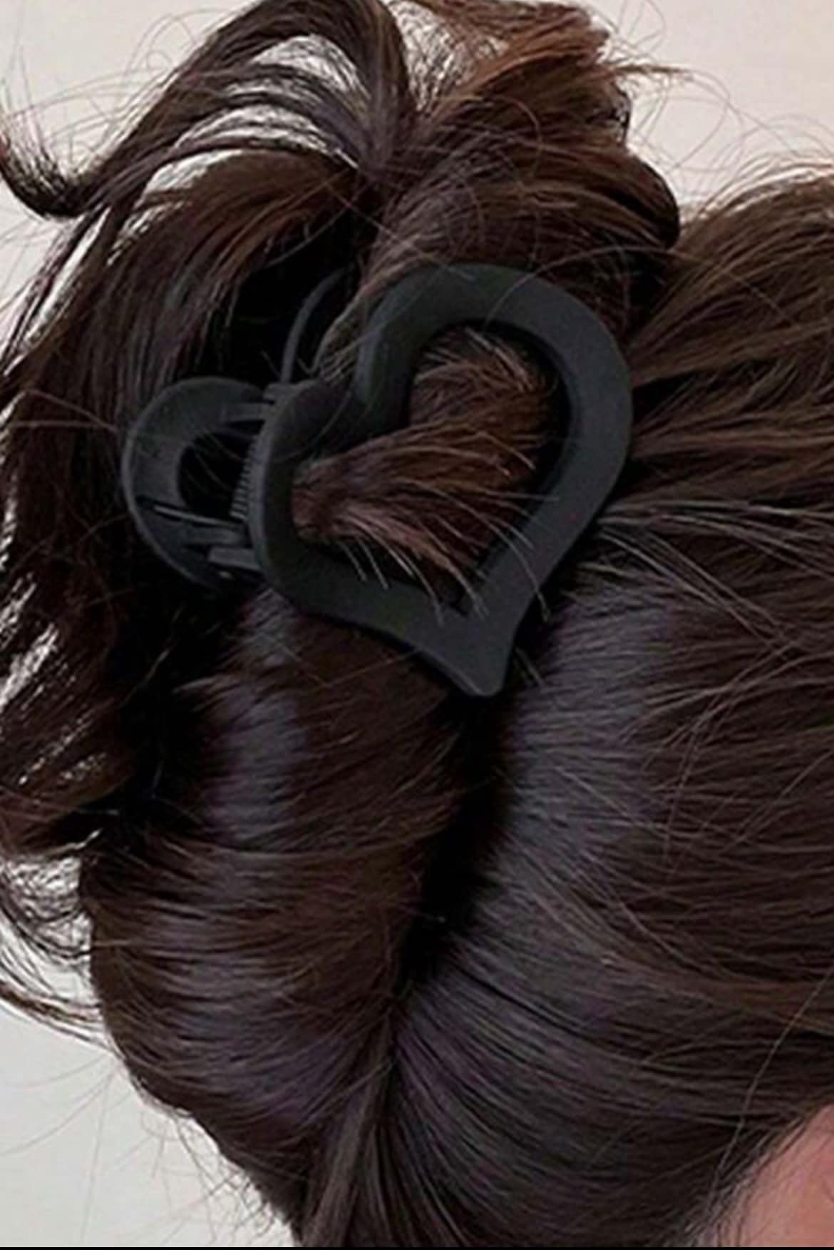 Black Cutout Heart Shape Frosted Small Hair Clip