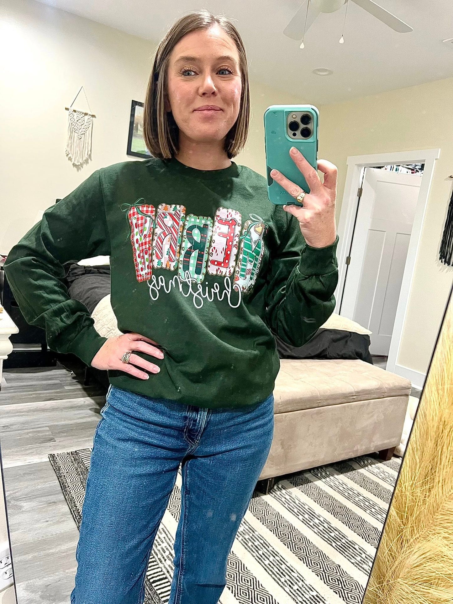 Green Merry Christmas Long Sleeve Tee
