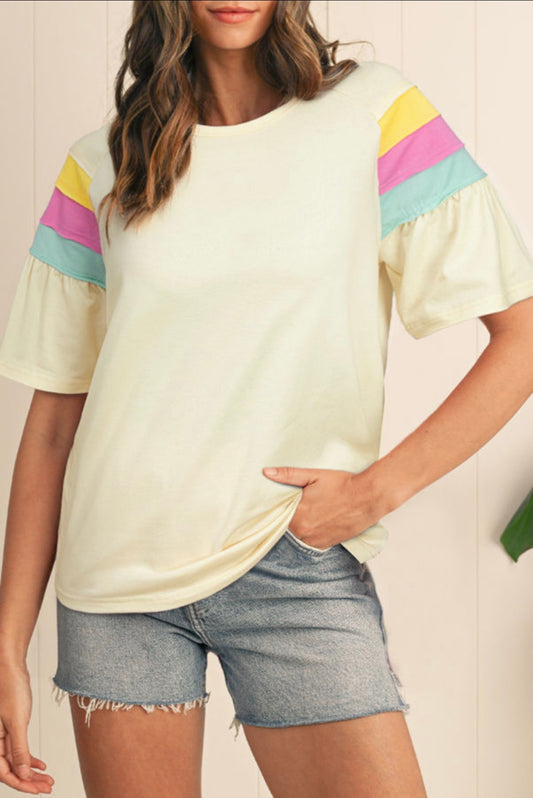 White Color Block T-Shirt