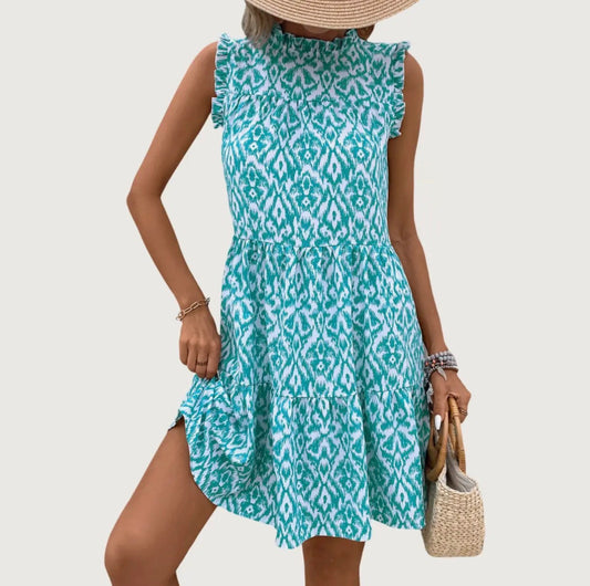 Teal Sleeveless Mini Dress